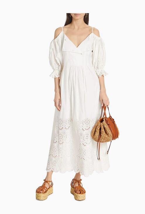 Ulla Johnson Dresses & Skirts - Ulla Johnson Narcisa White Eyelet Off Shoulder Puff Sleeve Maxi Dress 0